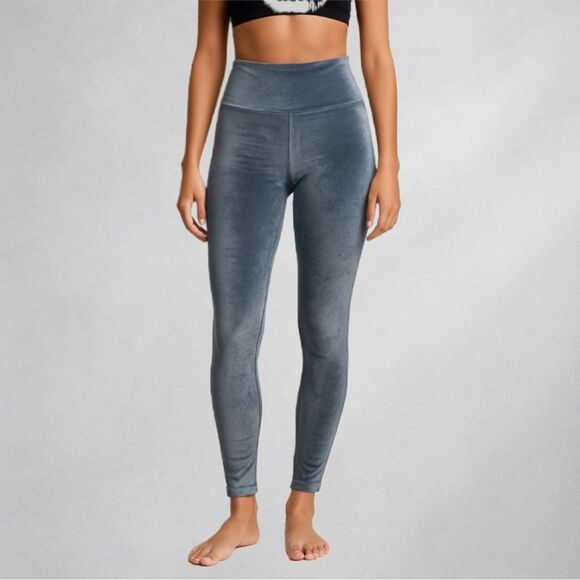 SPANX Pants - Spanx Womens Leggings Size M Velvet Gray Velour Casual Workout Activewear